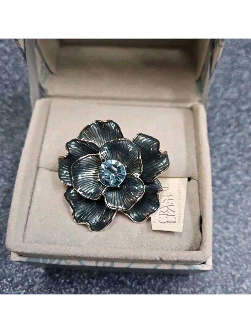 Argento SC Cocktail Ring Adjustable Band Made With Swarovski Elements New In BOX - Picture 7 of 8